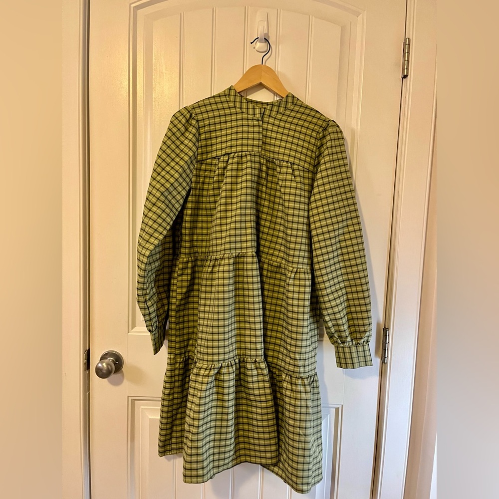 Bright green plaid dress